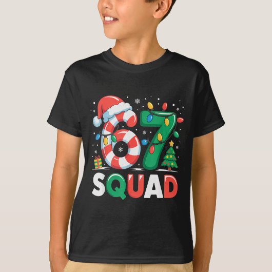 Christmas 67 Squad Funny Candy Cane Lights Holiday T-shirt (Voorkant)