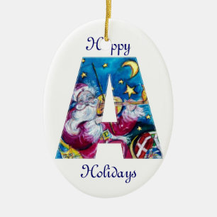 CHRISTMAS A BRIEF/INSPIRED SANTA MONOGRAM KERAMISCH ORNAMENT