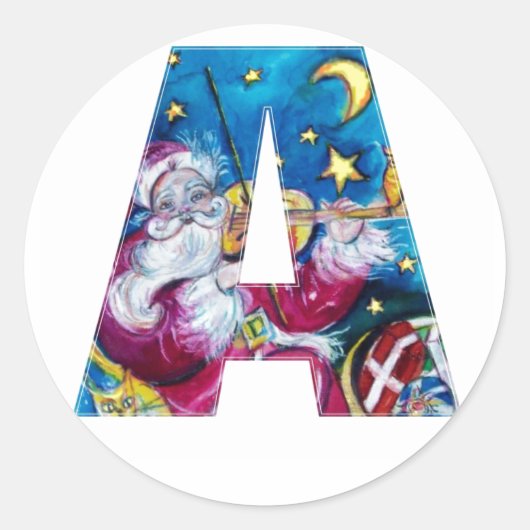 CHRISTMAS A BRIEF/INSPIRED SANTA MONOGRAM RONDE STICKER (Voorkant)