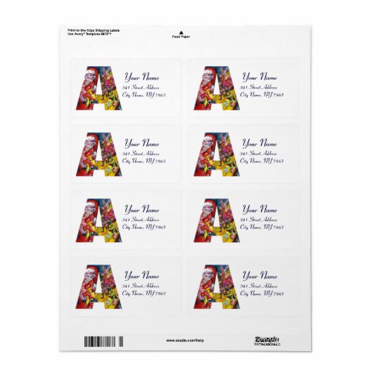 CHRISTMAS A BRIEF / SANTA MET GIFTS MONOGRAM ETIKET (Full Sheet)