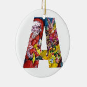 CHRISTMAS A BRIEF / SANTA MET GIFTS MONOGRAM KERAMISCH ORNAMENT (Rechts)