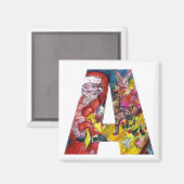 CHRISTMAS A BRIEF / SANTA MET GIFTS MONOGRAM MAGNEET (Voorkant / Achterkant)