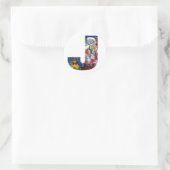 CHRISTMAS A BRIEF / SANTA MET VIOLIN MONOGRAM RONDE STICKER (Tas)