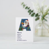 CHRISTMAS A LETTER/SANTA BUGLER MONOGRAM VISITEKAARTJE (Staand voorkant)