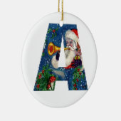 CHRISTMAS A LETTER/SANTA CLAUS BUGLER MONOGRAM KERAMISCH ORNAMENT (Rechts)