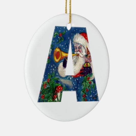 CHRISTMAS A LETTER/SANTA CLAUS BUGLER MONOGRAM KERAMISCH ORNAMENT (Rechts)