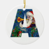CHRISTMAS A LETTER/SANTA CLAUS BUGLER MONOGRAM KERAMISCH ORNAMENT (Voorkant)