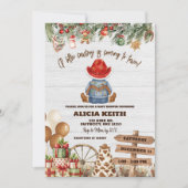 Christmas A Little Cowboy Baby Shower Invitation Kaart (Voorkant)