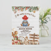 Christmas A Little Cowboy Baby Shower Invitation Kaart (Staand voorkant)
