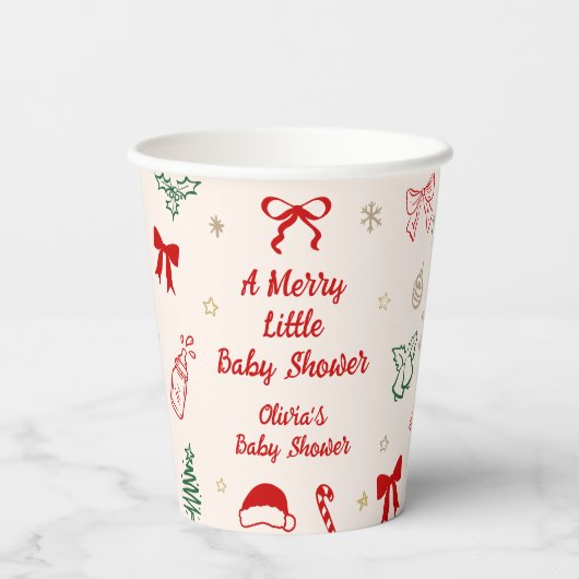 Christmas A Merry Litte Baby Shower  Papieren Bekers (Achterkant)