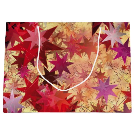 CHRISTMAS Abstracte rode roze bruine staren Groot Cadeauzakje (Voorkant)