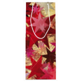 CHRISTMAS Abstracte rode roze bruine staren Wijn Cadeautas (Achterkant)