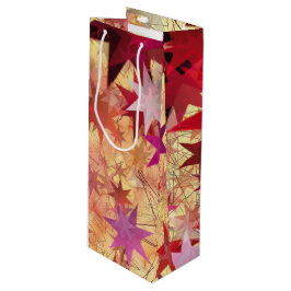 CHRISTMAS Abstracte rode roze bruine staren Wijn Cadeautas