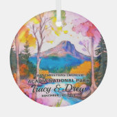 Christmas Acadia National Park Maximalist verloofd Glas Ornament (Voorkant)