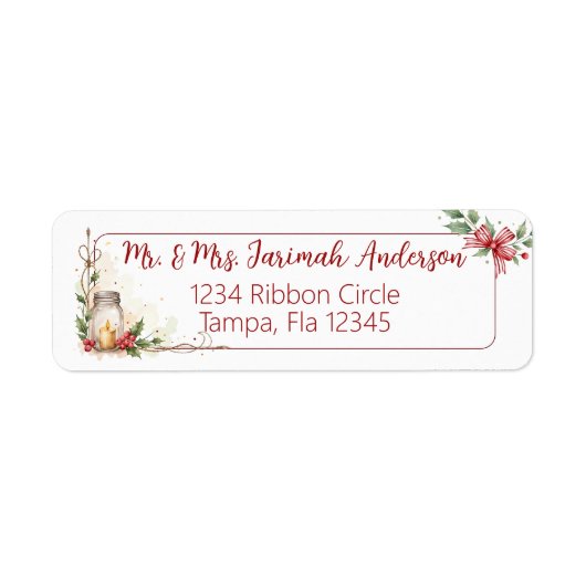 Christmas Address Label with Holly (Voorkant)