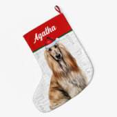 Christmas Afghan Hound Dog Name Woof Background Grote Kerstsok (Achterkant (Hangend))