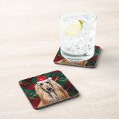Christmas Afghan Hound Dog Red Plaid Holiday Bier Onderzetter (Rechterzijde)