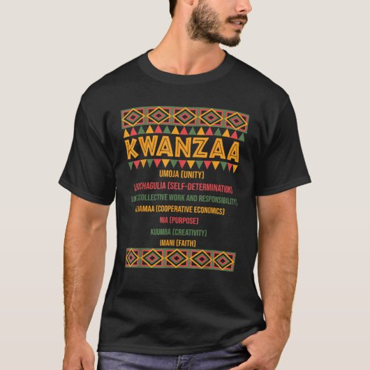 Christmas African American Happy Kwanzaa Pajama  T-shirt (Voorkant)