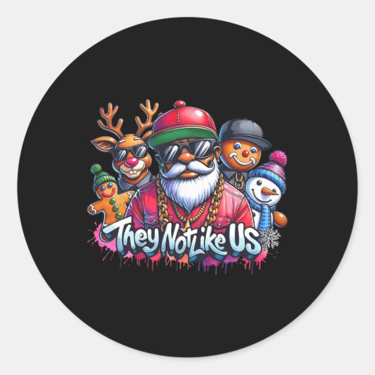 Christmas African Santa They Not Like Us Merry Chr Ronde Sticker (Voorkant)