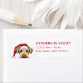 Christmas Airdale Terrier Retour Adreslabel Etiket (Insitu)