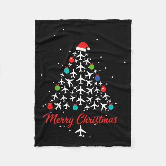 Christmas Airplane Tree Merry Christmas Lot Travel Fleece Deken (Voorkant)