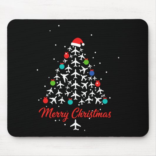 Christmas Airplane Tree Merry Christmas Lot Travel Muismat (Voorkant)