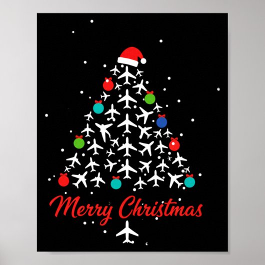 Christmas Airplane Tree Merry Christmas Lot Travel Poster (Voorkant)