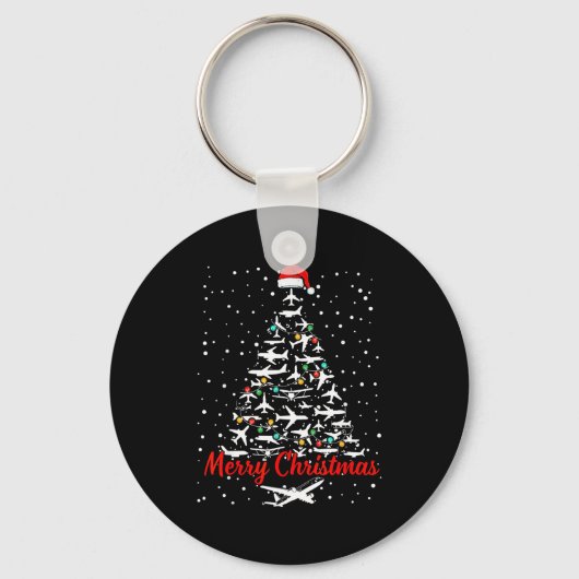 Christmas Airplanes Tree Lots Merry Christmas Men  Sleutelhanger (Voorkant)