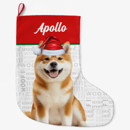 Christmas Akita Dog with Name Woof Background Grote Kerstsok