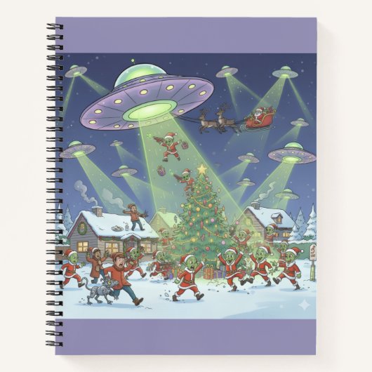 Christmas Alien Invasion, Spiral Notebook Notitieboek (Voorkant)