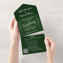 Christmas All in One Wedding Invite Holiday Green  All In One Uitnodiging