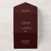 Christmas All in One Wedding Invite Holiday Maroon Uitnodiging (Buitenkant)
