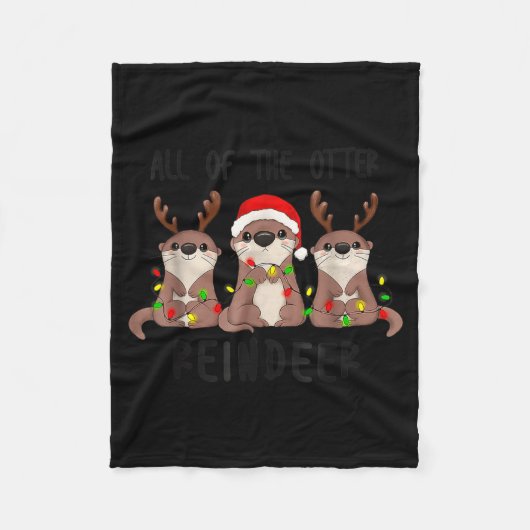 Christmas All Of The Otter Reindeer Fleece Deken (Voorkant)