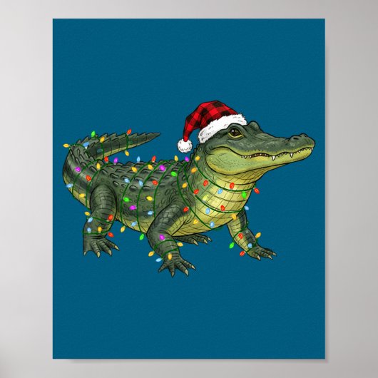 Christmas Alligator Holiday Reptile Funny Festive  Poster (Voorkant)