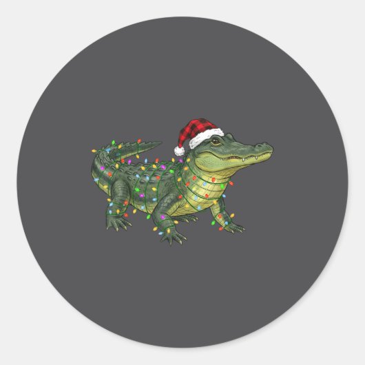 Christmas Alligator Holiday Reptile Funny Festive  Ronde Sticker (Voorkant)