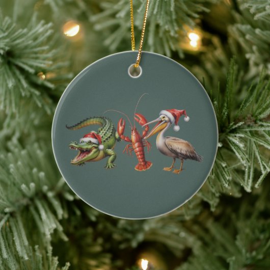 Christmas Alligator Pelican Crawfish Goose Animal Keramisch Ornament (Boom)