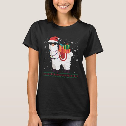 Christmas Alpaca   Llama Ugly Christmas T-shirt (Voorkant)