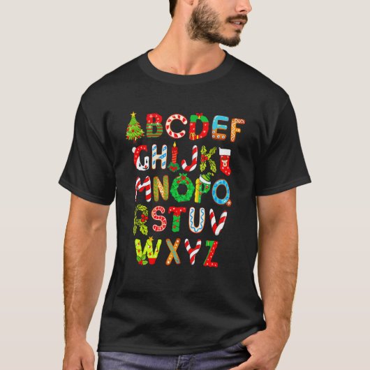 Christmas Alphabet ABCs Elemeno For Teacher Stude T-shirt (Voorkant)