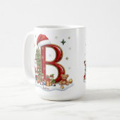 Christmas Alphabet Initial B with Santa Elves Koffiemok (Voorkant links)