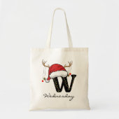 Christmas Alphabet Monogram Tote Bag for Coworkers (Voorkant)