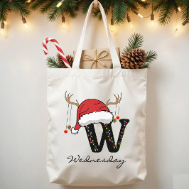 Christmas Alphabet Monogram Tote Bag for Coworkers