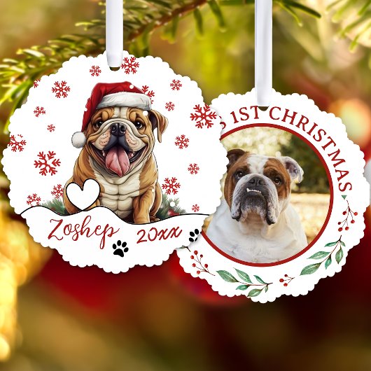 Christmas American Bulldog gepersonaliseerd Ornament Kaart