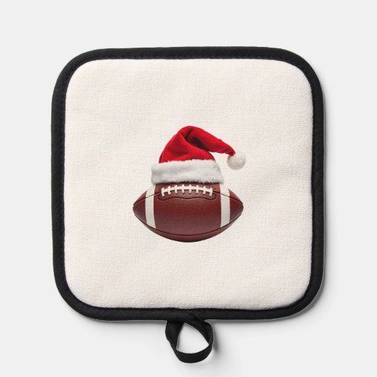 Christmas American Football Ball Santa Hat (1) Pannenlap (Voorkant)