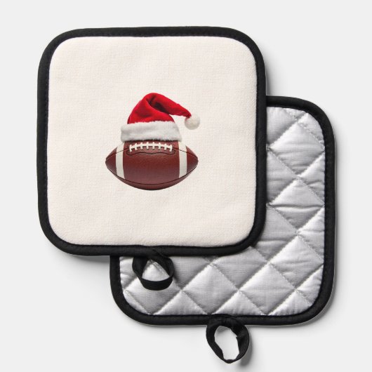 Christmas American Football Ball Santa Hat (1) Pannenlap (Voorkant / Achterkant)