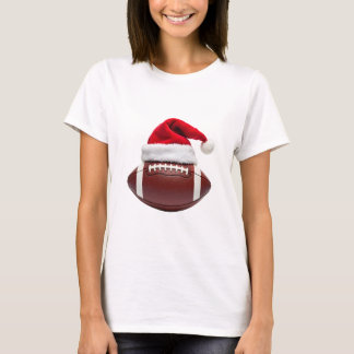 Christmas American Football Ball Santa Hat (1) T-shirt