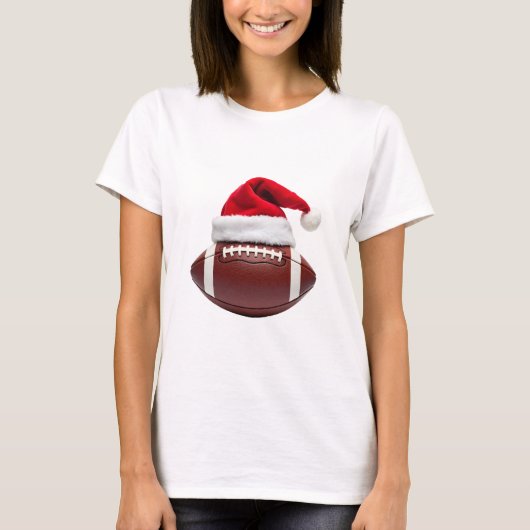 Christmas American Football Ball Santa Hat (1) T-shirt (Voorkant)