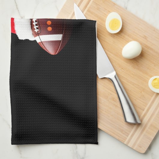 Christmas American Football Ball Santa Hat (1) Theedoek (Quarter Fold)