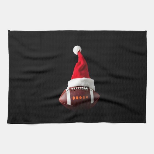 Christmas American Football Ball Santa Hat (1) Theedoek (Horizontaal)