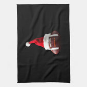Christmas American Football Ball Santa Hat (1) Theedoek (Verticaal)