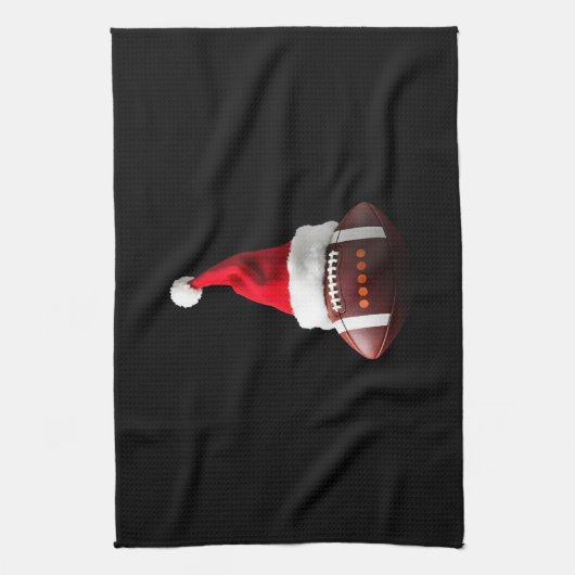 Christmas American Football Ball Santa Hat (1) Theedoek (Verticaal)